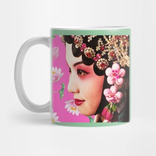 Chinese Opera Star with Lotus Flowers Pink- Hong Kong Retro Mug